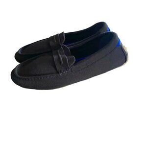 Rothy's Classic Black Loafers with Blue Trim